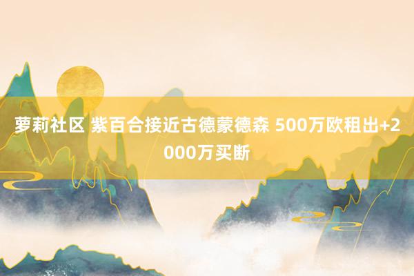 萝莉社区 紫百合接近古德蒙德森 500万欧租出+2000万买断