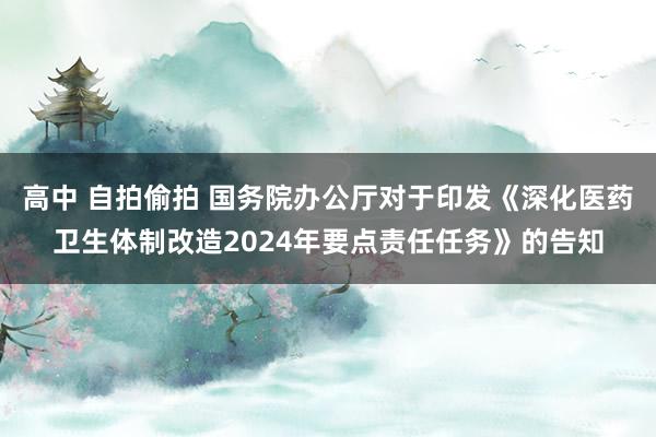 高中 自拍偷拍 国务院办公厅对于印发《深化医药卫生体制改造2024年要点责任任务》的告知