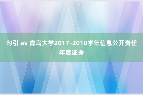 勾引 av 青岛大学2017-2018学年信息公开责任年度证据